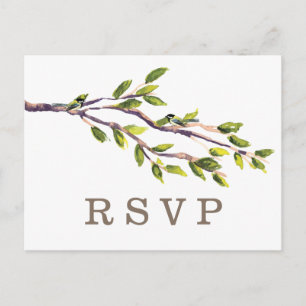 Brushed Branches Wedding RSVP Postcard