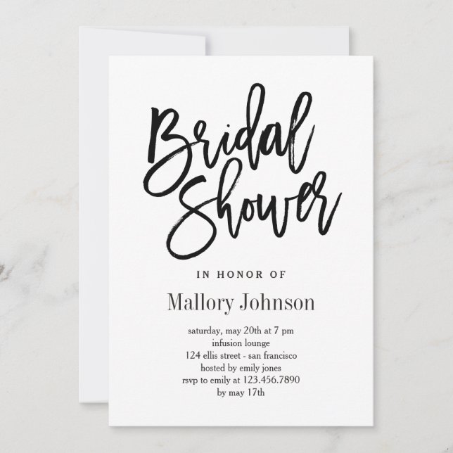 Brushed Bridal Shower Invitations (Front)
