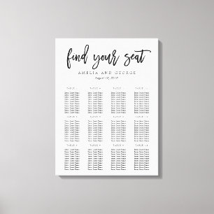 Brushed Calligraphy Seating Chart Wrapped Canvas