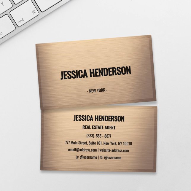 Brushed Champagne Bronze Luxury Business Card (Creator Uploaded)