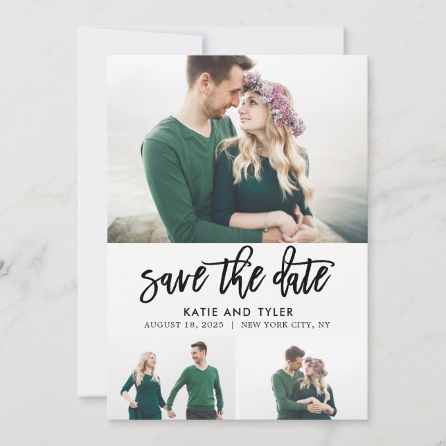 Brushed Charm EDITABLE COLOR Save The Date Card (Front)