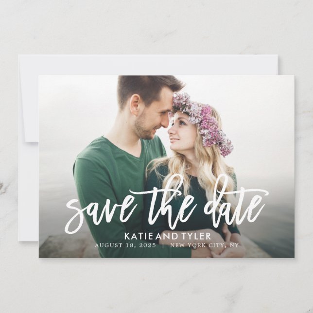 Brushed Charm EDITABLE COLOR Save The Date Card (Front)