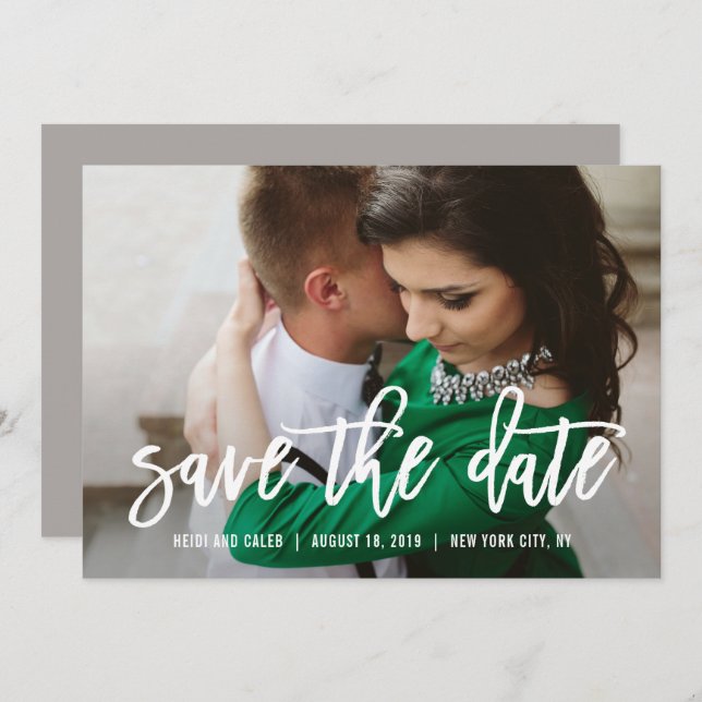 Brushed Charm EDITABLE COLOR Save The Date Card (Front/Back)