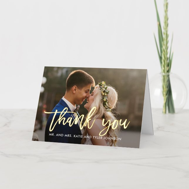 Brushed Charm FOIL Folded Photo Thank You Card (Front)