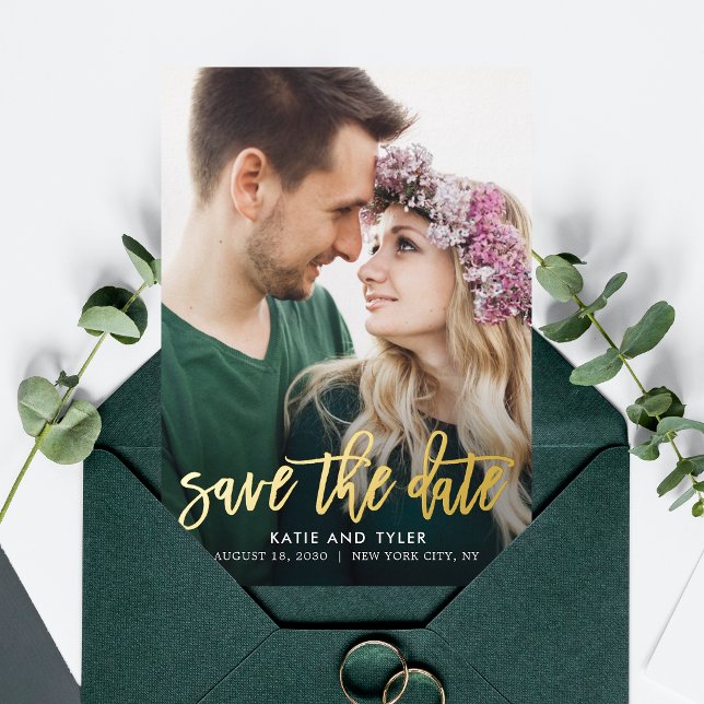 Brushed Charm REAL FOIL Save The Date Card (Creator Uploaded)