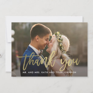 Brushed Charm Wedding Thank You Card Faux Foil