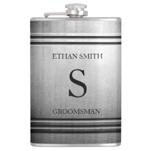 Brushed Chrome Sleek Personalised Flask for HIM
