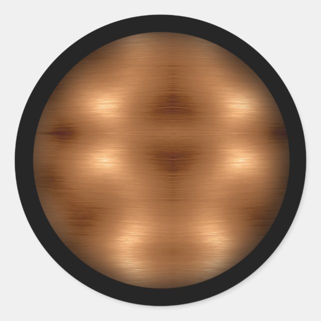 Brushed Copper Look Classic Round Sticker (Front)