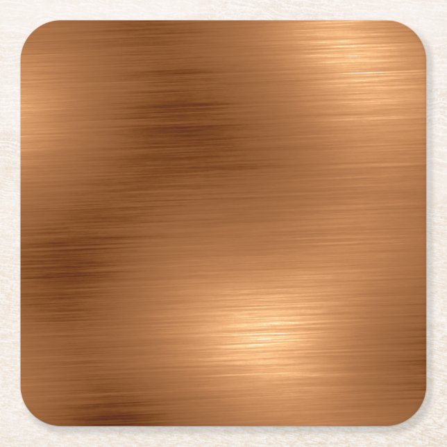 Brushed Copper Look Square Paper Coaster (Front)