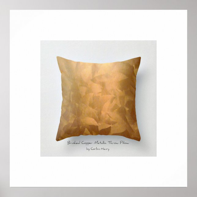 Brushed Copper Metallic Throw Pillow Art Print (Front)