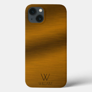 Brushed Copper Minimalist Personalised Monogram iPhone 13 Case