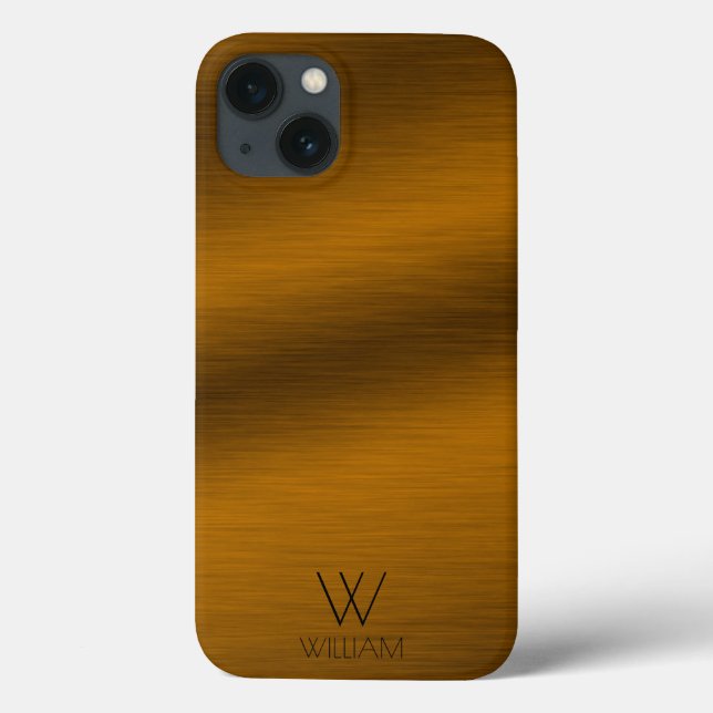 Brushed Copper Minimalist Personalised Monogram Case-Mate iPhone Case (Back)