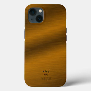 Brushed Copper Minimalist Personalised Monogram iPhone 13 Case