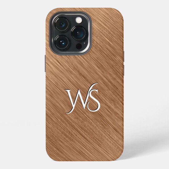 Brushed Copper Monogrammed iPhone Case (Back)