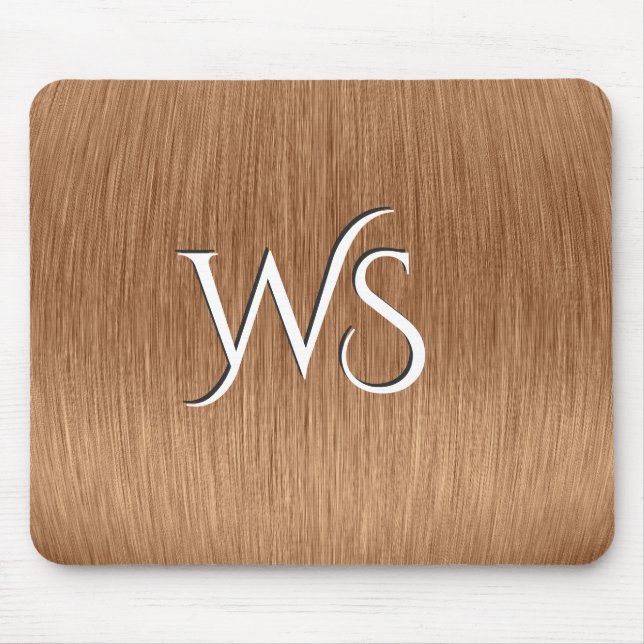 Brushed Copper Monogrammed Mouse Mat (Front)