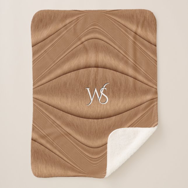 Brushed Copper Monogrammed Sherpa Blanket (Front)
