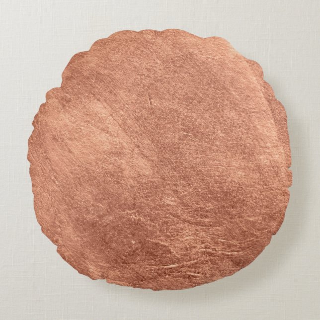 Brushed copper surface, metallic texture. round cushion (Front)