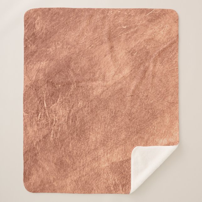Brushed copper surface, metallic texture. sherpa blanket (Front)