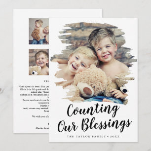 Brushed Counting Our Blessings Year In Review Holiday Card