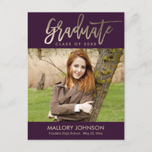 Brushed Glimmer EDITABLE COLOR Graduation Postcard