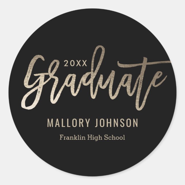 Brushed Glimmer EDITABLE COLOR Graduation Stickers (Front)