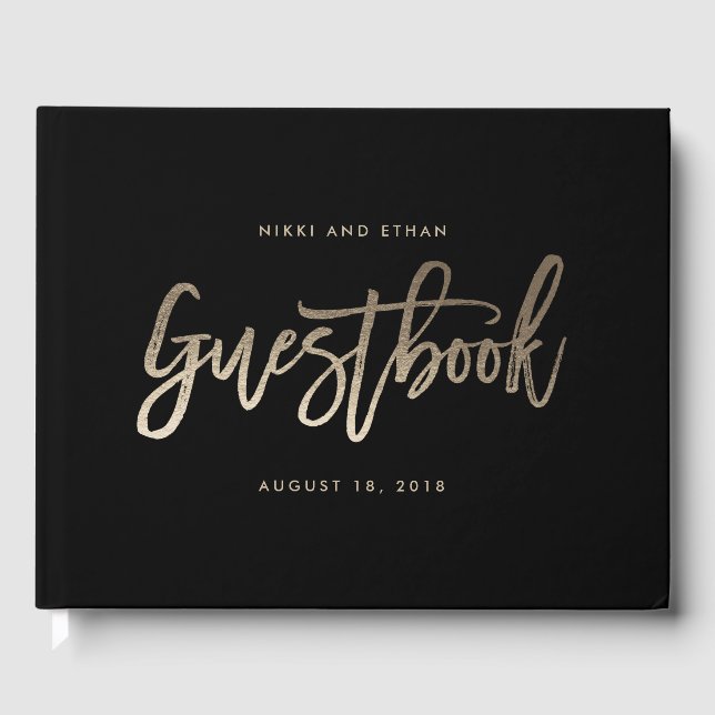 Brushed Glimmer EDITABLE COLOR Wedding Guest Book (Front)