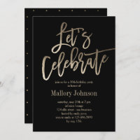 Brushed Glimmer Let's Celebrate Party Invitation