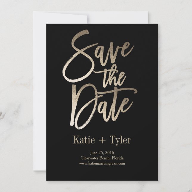 Brushed Glimmer Save The Date Card (Front)