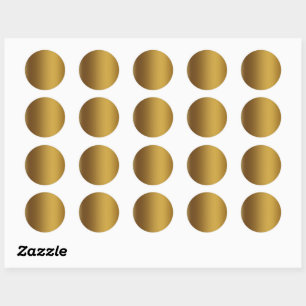 Brushed gold colour classic round sticker