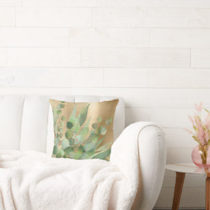 BRUSHED GOLD EUCALYPTUS PILLOW