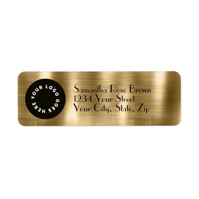 Brushed Gold Foil with Logo Return Address Label (Front)
