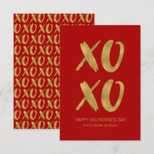 Brushed Gold Foil XOXO Classroom Valentine Card