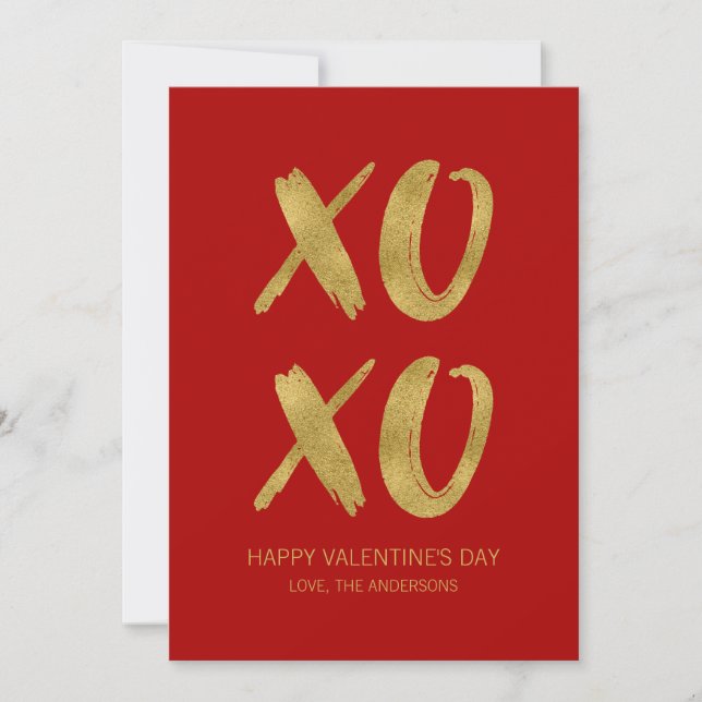 Brushed Gold Foil XOXO Valentine Card (Front)