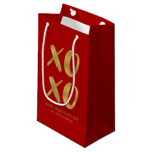 Brushed Gold Foil XOXO Valentine Gift Bag