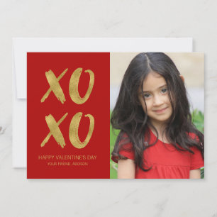 Brushed Gold Foil XOXO Valentine Photo Card