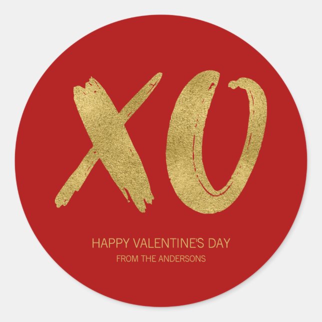 Brushed Gold Foil XOXO Valentine Sticker (Front)