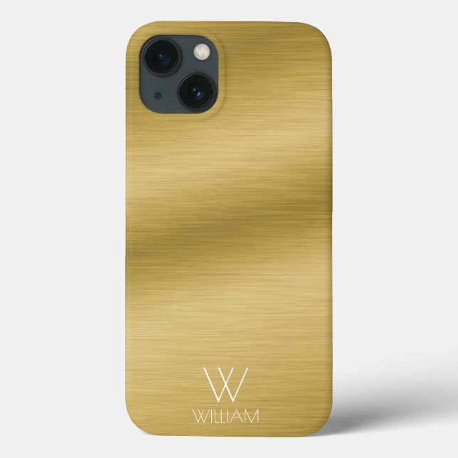 Brushed Gold Look Personalised Monogram Case-Mate iPhone Case (Back)