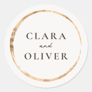 Brushed Gold Olive Grove Country Wedding Envelope Classic Round Sticker
