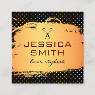 Brushed Gold Polka Dot Salon Square Business Card