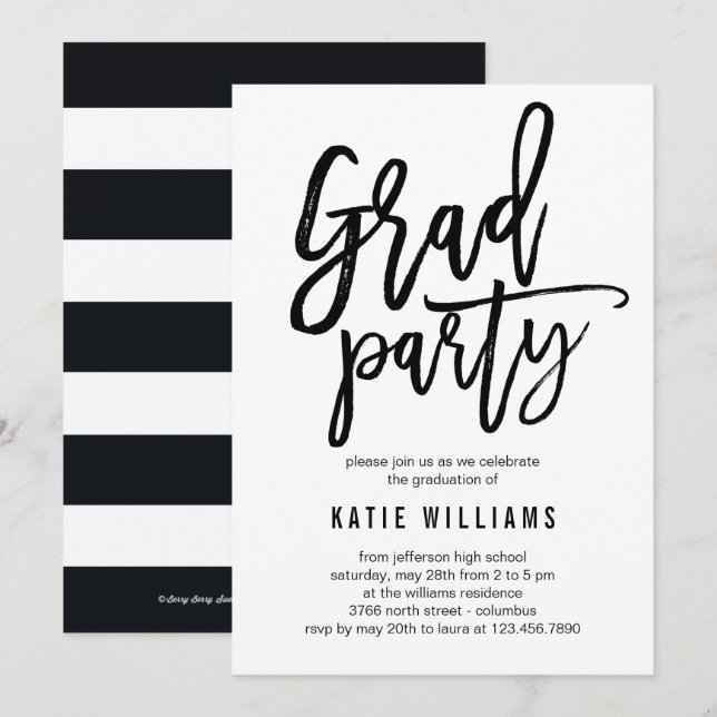 Brushed Graduation Party Invitation (Front/Back)