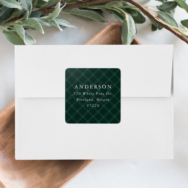 Brushed Green Plaid Return Address Label (Creator Uploaded)