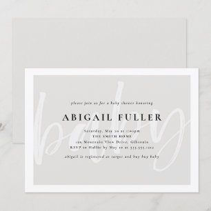 Brushed Grey and White Baby Shower Invitation