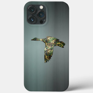 Brushed Gun Metal - Camo Mallard Duck in Flight Ca iPhone 13 Pro Max Case