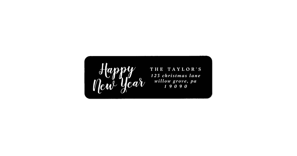 Brushed Happy New Year Return Address Label | Zazzle