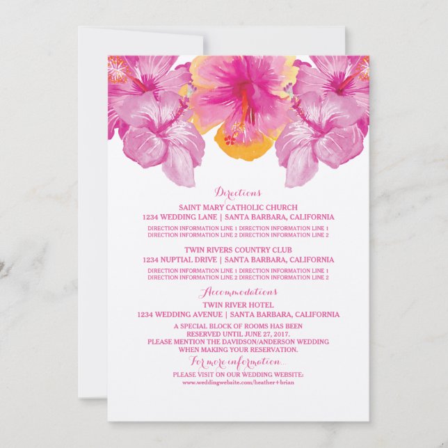 Brushed Hibiscus Floral Information Card (Front)