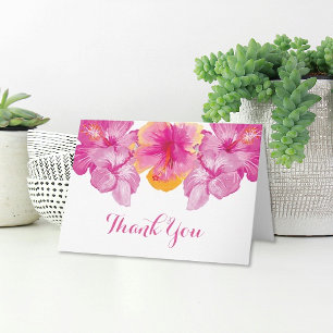 Brushed Hibiscus Floral Thank You Card