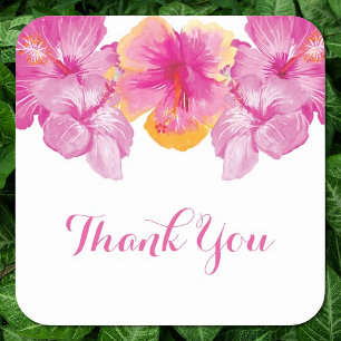 Brushed Hibiscus Floral Thank You Stickers