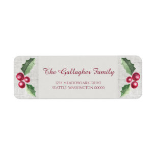 Brushed Holly and Berry Holiday Label