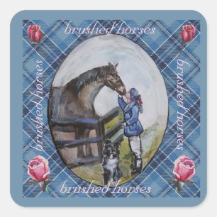 brushed horses Jamie pasture Square Sticker