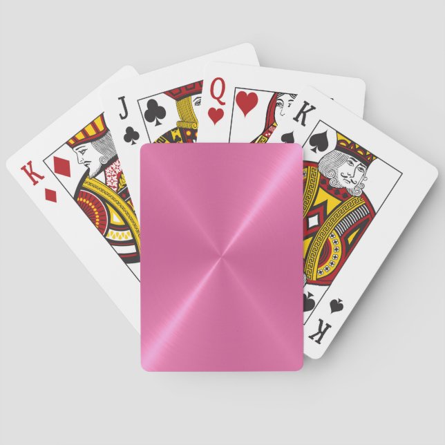 Brushed Hot Pink Metal Playing Cards (Back)